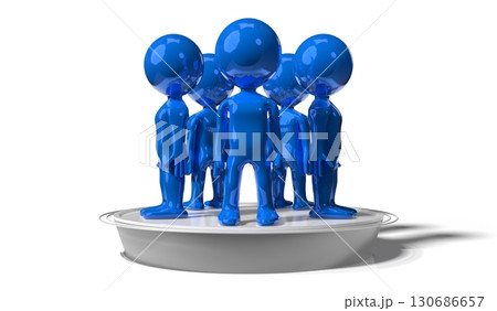 Blue cartoon characters, teamwork concept - 3D illustration Blue cartoon characters, teamwork concept - 3D illustration 130686657