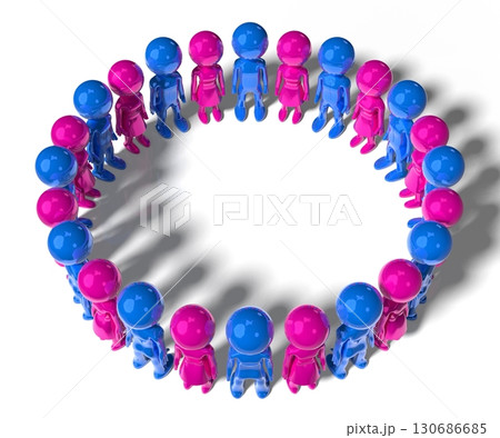 Men and women - community, gender concept - 3D illustration Men and women - community, gender concept - 3D illustration 130686685
