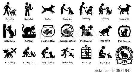 動物シルエットピクトグラム、Animal Silhouette Pictograms 130686946