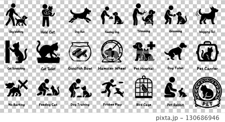 動物シルエットピクトグラム、Animal Silhouette Pictograms 130686946
