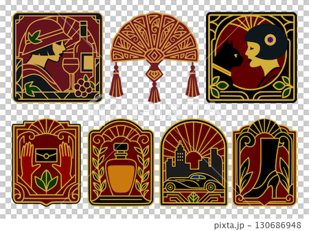 秋の装いとアール・デコデザインのシンボル、Autumn Elegance in Art Deco 秋の装いとアール・デコデザインのシンボル、Autumn Elegance in Art Deco 130686948