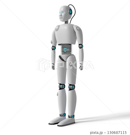 Single humanoid robot - 3D illustration 130687115
