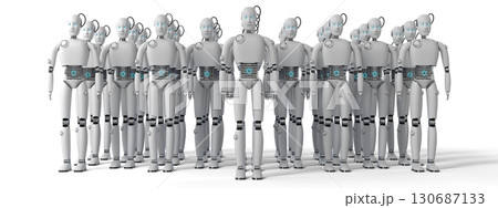 Many humanoid robots - 3D illustration Many humanoid robots - 3D illustration 130687133