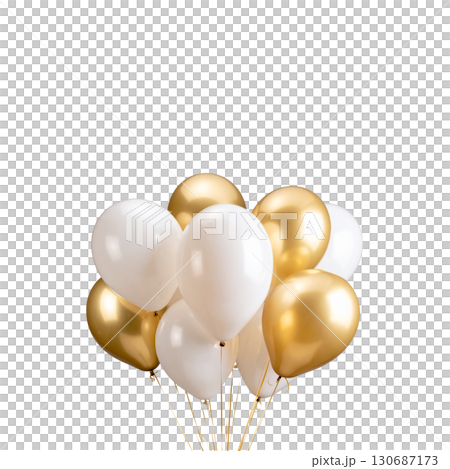 Blue and white party balloons floating in the air on a white background. Blue and white party balloons floating in the air on a white background. 130687173