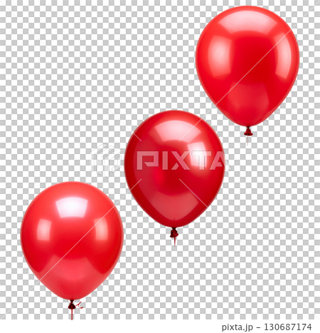 Blue and white party balloons floating in the air on a white background. 130687174