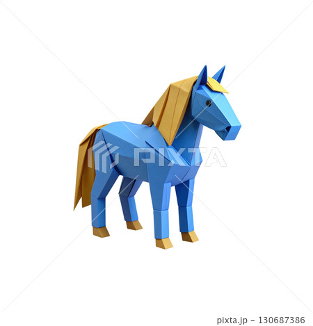 Red horse toy isolated on white background 130687386