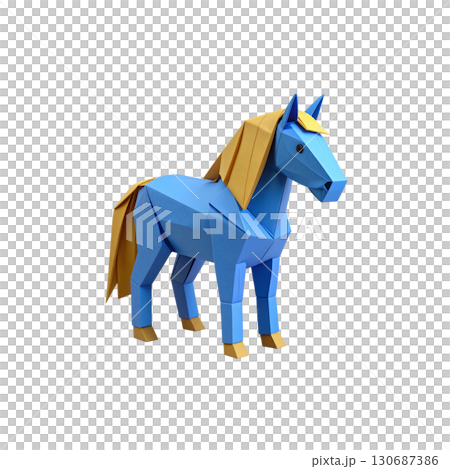 Red horse toy isolated on white background 130687386