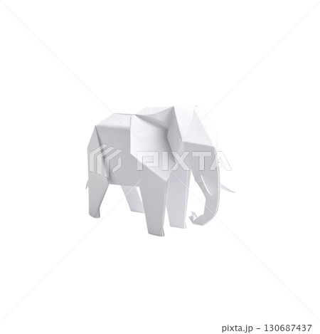 Origami paper elephant on white background Origami paper elephant on white background 130687437