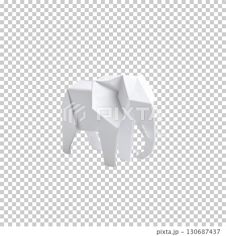 Origami paper elephant on white background Origami paper elephant on white background 130687437