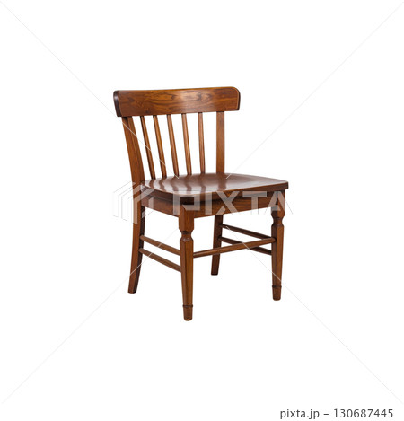 Vintage brown wooden chair isolated on white background 130687445