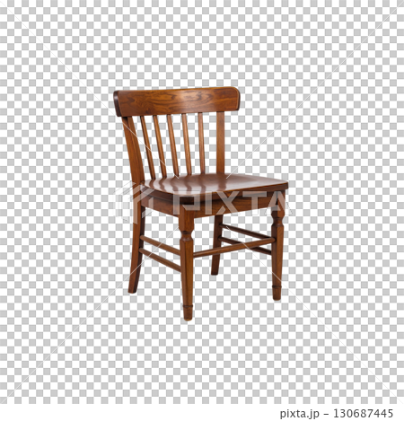 Vintage brown wooden chair isolated on white background 130687445