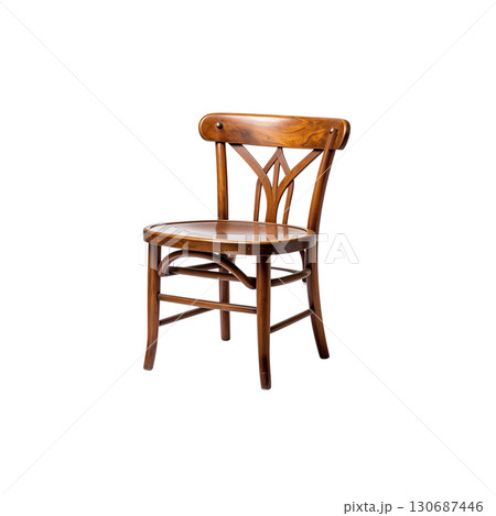 Vintage brown wooden chair isolated on white background Vintage brown wooden chair isolated on white background 130687446