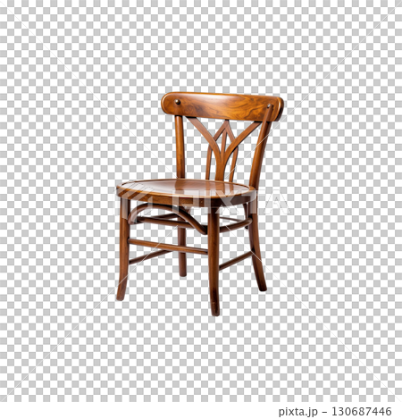 Vintage brown wooden chair isolated on white background 130687446