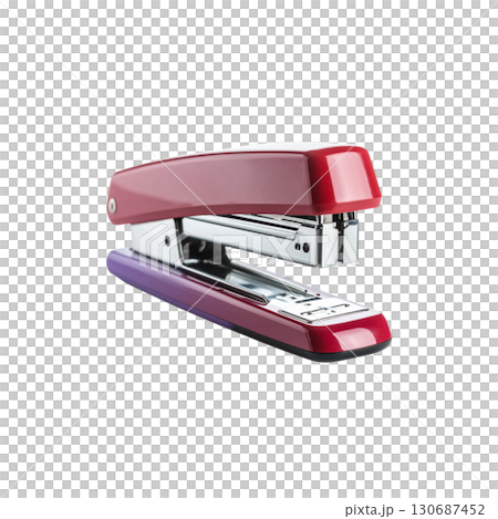 Black office stapler with staples on a white background 130687452