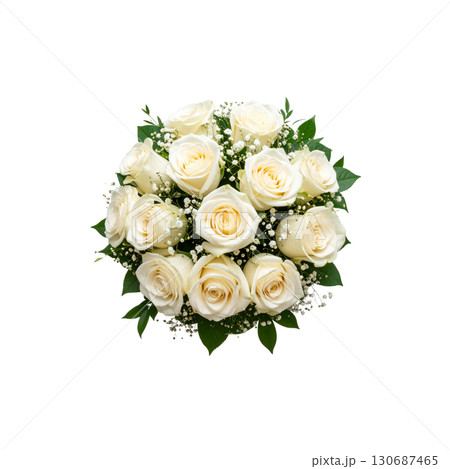 A beautiful wedding bouquet featuring a fresh bunch of white roses A beautiful wedding bouquet featuring a fresh bunch of white roses 130687465