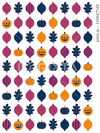 ハロウィン 秋色パターン 背景 ベクター素材 130687549