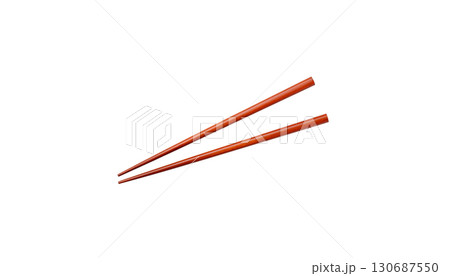Isolated wooden chopsticks on a white background 130687550
