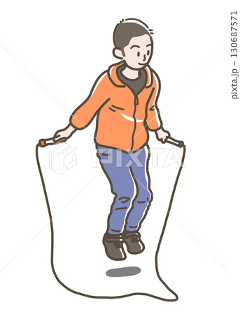 縄跳びをする男の子のイラスト 縄跳びをする男の子のイラスト 130687571