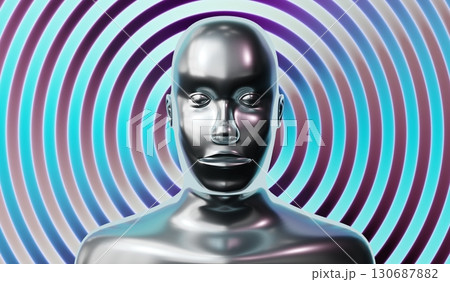 Metallic head shape - 3D illustration 130687882