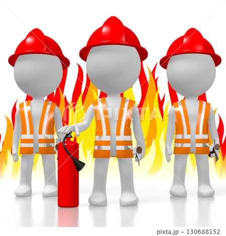 Cartoon firemen and flames background 130688152