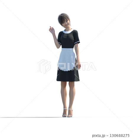 エプロンをした若い女性　ウェイトレス　　ホールスタッフ 130688275