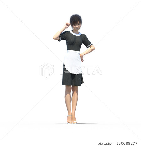 エプロンをした若い女性　ウェイトレス　　ホールスタッフ 130688277