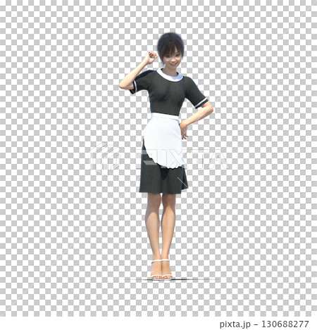 エプロンをした若い女性　ウェイトレス　　ホールスタッフ 130688277