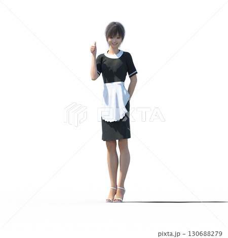 エプロンをした若い女性　ウェイトレス　　ホールスタッフ 130688279