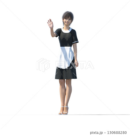 エプロンをした若い女性　ウェイトレス　　ホールスタッフ 130688280