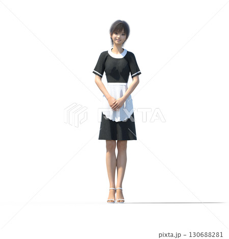エプロンをした若い女性　ウェイトレス　　ホールスタッフ 130688281