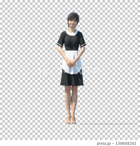 エプロンをした若い女性　ウェイトレス　　ホールスタッフ 130688281