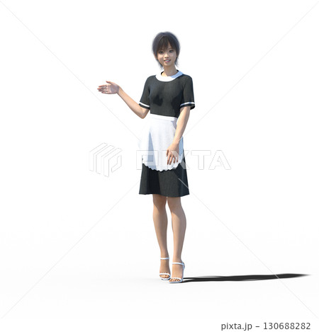 エプロンをした若い女性　ウェイトレス　　ホールスタッフ 130688282
