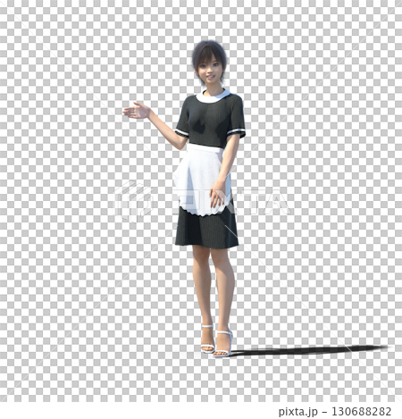 エプロンをした若い女性　ウェイトレス　　ホールスタッフ 130688282