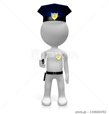 Cartoon character policeman with a gun - 3D illustration Cartoon character policeman with a gun - 3D illustration 130688392