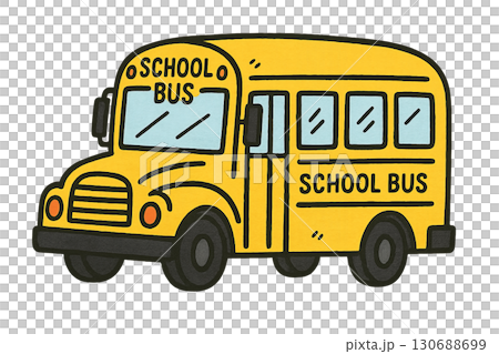 Yellow school bus illustration with windows, isolated on transparent background Yellow school bus illustration with windows, isolated on transparent background 130688699