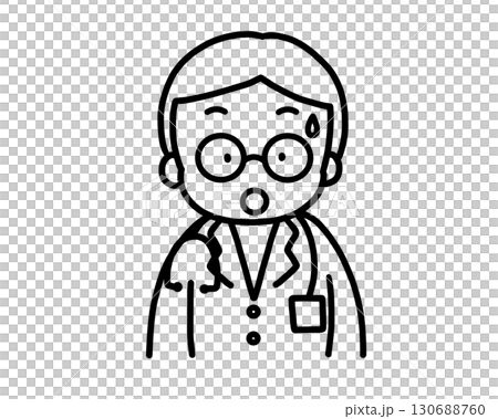 Illustration of a middle-aged male doctor wearing a white coat Surprised 130688760
