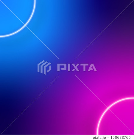 Bright futuristic blue and pink background with neon circle shape. 130688766
