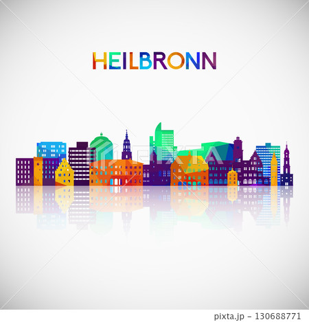 Heilbronn skyline silhouette in colorful geometric style.  130688771