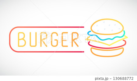 Colorful Burger emblem in line style. Colorful Burger emblem in line style. 130688772