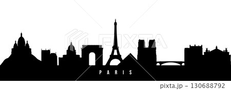 Vector silhouette illustration of Paris City urban skyline. 130688792