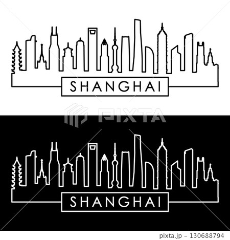 Shanghai skyline. Linear style. 130688794