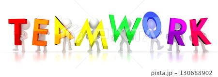 Teamwork - colorful letters - 3D illustration 130688902