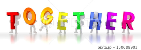 Together - colorful letters - 3D illustration 130688903