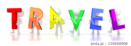 Travel - colorful letters - 3D illustration 130688906