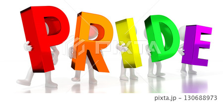 Pride - colorful letters - 3D illustration 130688973