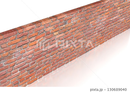Brick wall isolated on white background - 3D illustration Brick wall isolated on white background - 3D illustration 130689040