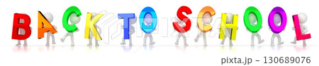 Back to school - colorful letters - 3D illustration Back to school - colorful letters - 3D illustration 130689076