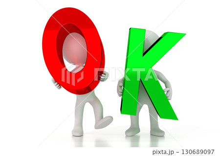OK - colorful letters - 3D illustration 130689097