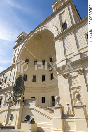 Rome, Italy - August 17, 2019: Bronze sculpture Pine cone in front of the Belvedere Palace in the Vatican, I-II century AD 130689566