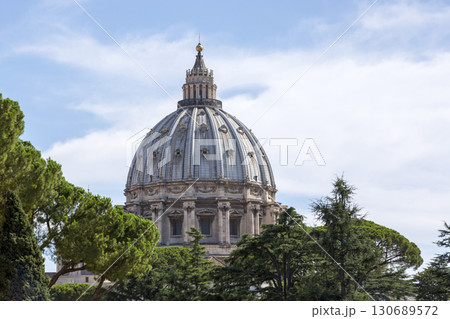 Rome, Italy - August 17, 2019: Dome of St. Peter's Basilica in Vatican. Rome, Italy - August 17, 2019: Dome of St. Peter's Basilica in Vatican. 130689572